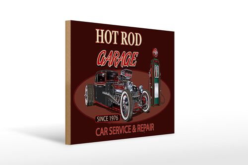 Holzschild Auto 40x30cm hot rod Garage car service repair Schild