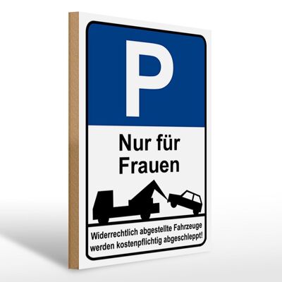 Aviso de letrero de madera 30 x 40 cm letrero de estacionamiento solo para mujeres letrero decorativo