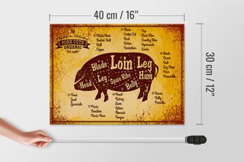Panneau en bois cochon 40x30cm Coupes de porc panneau décoratif de boucherie bio 4