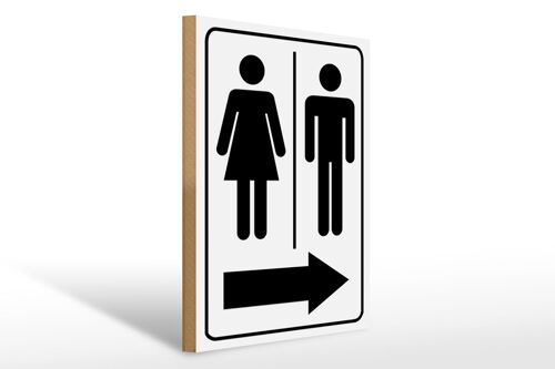 Holzschild Hinweis 30 x 40cm Toilettenfiguren Pfeil rechts Schild