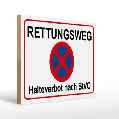 Holzschild Hinweis 30 x 40cm Rettungsweg Halteverbot StVO Schild