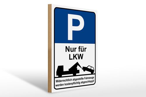 Holzschild Hinweis 30 x 40cm Parkschild Nur für LKW Deko Schild
