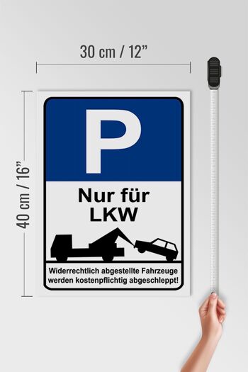 Panneau d'avertissement en bois 30 x 40 cm, panneau de stationnement uniquement pour camions, panneau décoratif 4