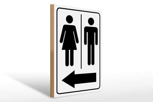 Holzschild Hinweis 30 x 40cm Toilettenfiguren Pfeil links Schild