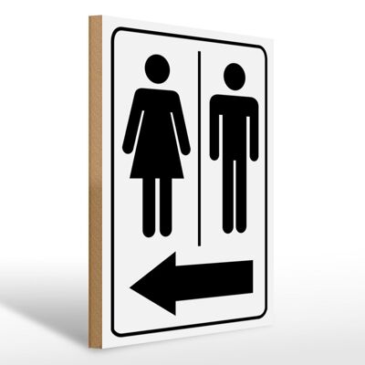 Holzschild Hinweis 30 x 40cm Toilettenfiguren Pfeil links Schild