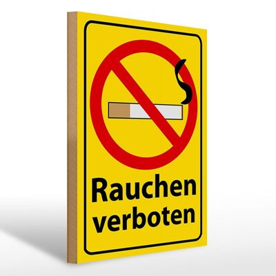 Cartello in legno 30 x 40 cm, cartello decorativo per divieto di fumo