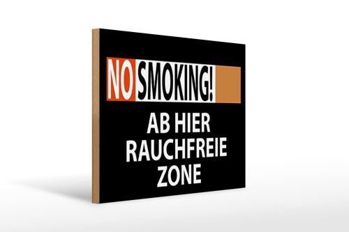 Holzschild Hinweis 40x30cm No Smoking Rauchfreie Zone Deko Schild
