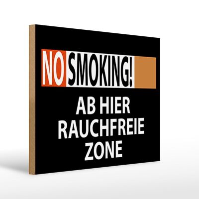 Holzschild Hinweis 40x30cm No Smoking Rauchfreie Zone Deko Schild