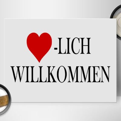 Holzschild Spruch 40x30cm Herzlich Willkommen Deko Schild