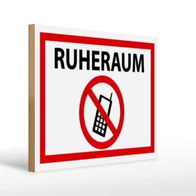 Holzschild Hinweis 40x30cm Ruheraum Handy verboten Deko Schild