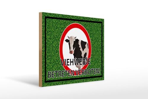 Holzschild Hinweis 40x30cm Viehweide Betreten verboten Deko Schild