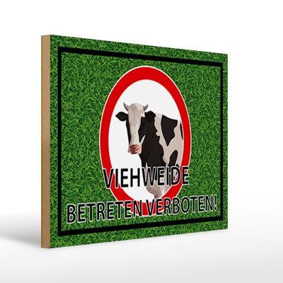 Holzschild Hinweis 40x30cm Viehweide Betreten verboten Deko Schild