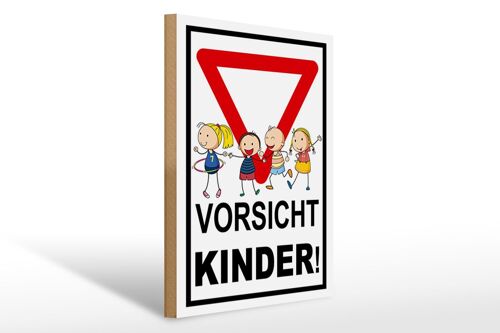 Holzschild Hinweis 30x40cm Vorsicht Kinder Deko Schild