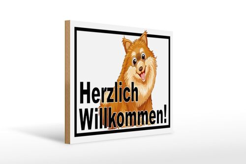 Holzschild Spruch 40x30cm Herzlich Willkommen Hunde Deko Schild