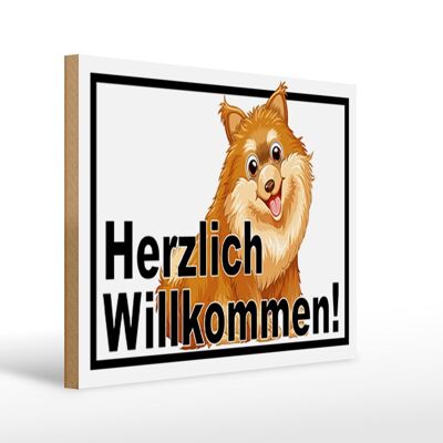 Holzschild Spruch 40x30cm Herzlich Willkommen Hunde Deko Schild