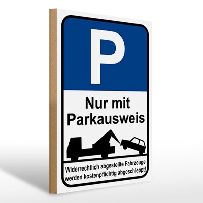 Señal de estacionamiento de madera, señal de estacionamiento de 30x40cm con señal de permiso de estacionamiento