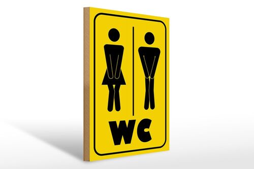 Holzschild Hinweis 30x40cm WC Piktogramm Toilette Wandbild Schild