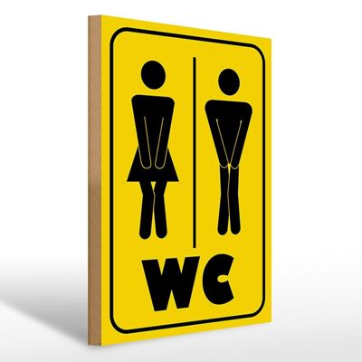 Holzschild Hinweis 30x40cm WC Piktogramm Toilette Wandbild Schild