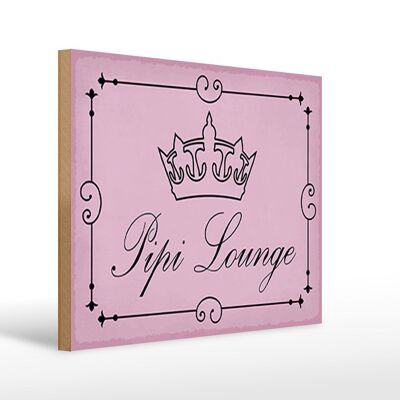 Cartello in legno 40x30 cm Pipi Lounge corona WC cartello rosa