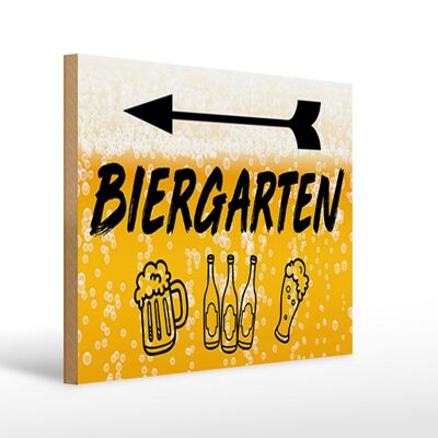 Holzschild 40x30cm Biergarten links Bier Schild