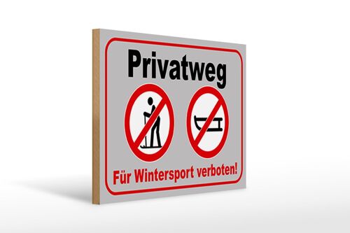 Holzschild Privatweg 40x30cm für Wintersport verboten Deko Schild