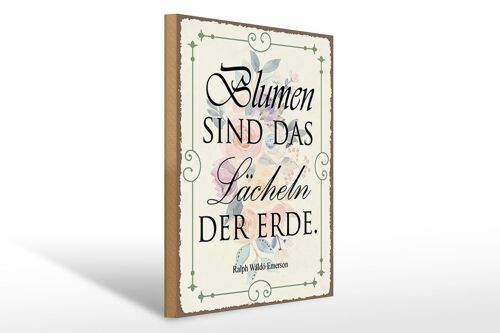 Holzschild Spruch 30x40cm Blumen sind das Lächeln der Erde Schild