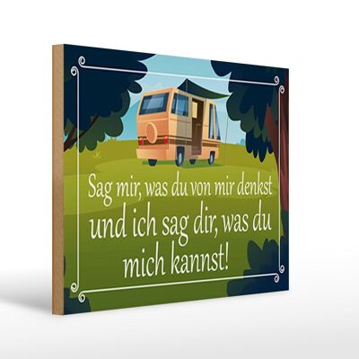 Holzschild Spruch 40x30cm sag mir was du von mir denkst Deko Schild