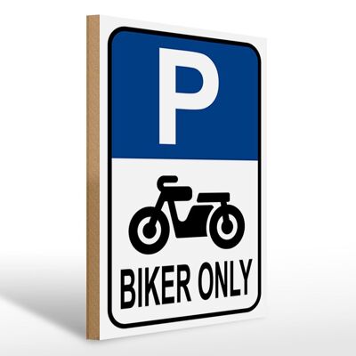 Letrero de madera parking 30x40cm Letrero decorativo de madera Biker only moto