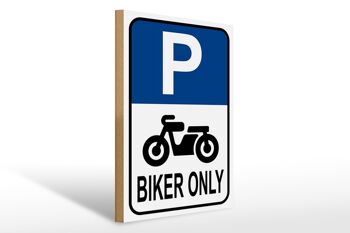 Panneau en bois parking 30x40cm Biker only moto panneau décoratif en bois 1