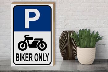 Panneau en bois parking 30x40cm Biker only moto panneau décoratif en bois 3