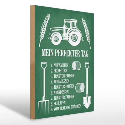 Cartel de madera que dice 30x40cm cartel decorativo "mi día perfecto tractor"