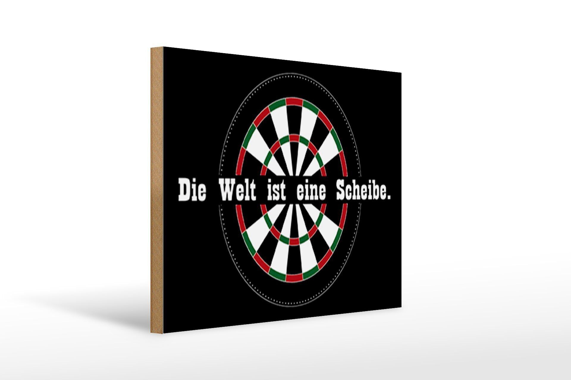 Cartello in legno con scritta 40x30 cm Dart the world è un cartello decorativo a disco
