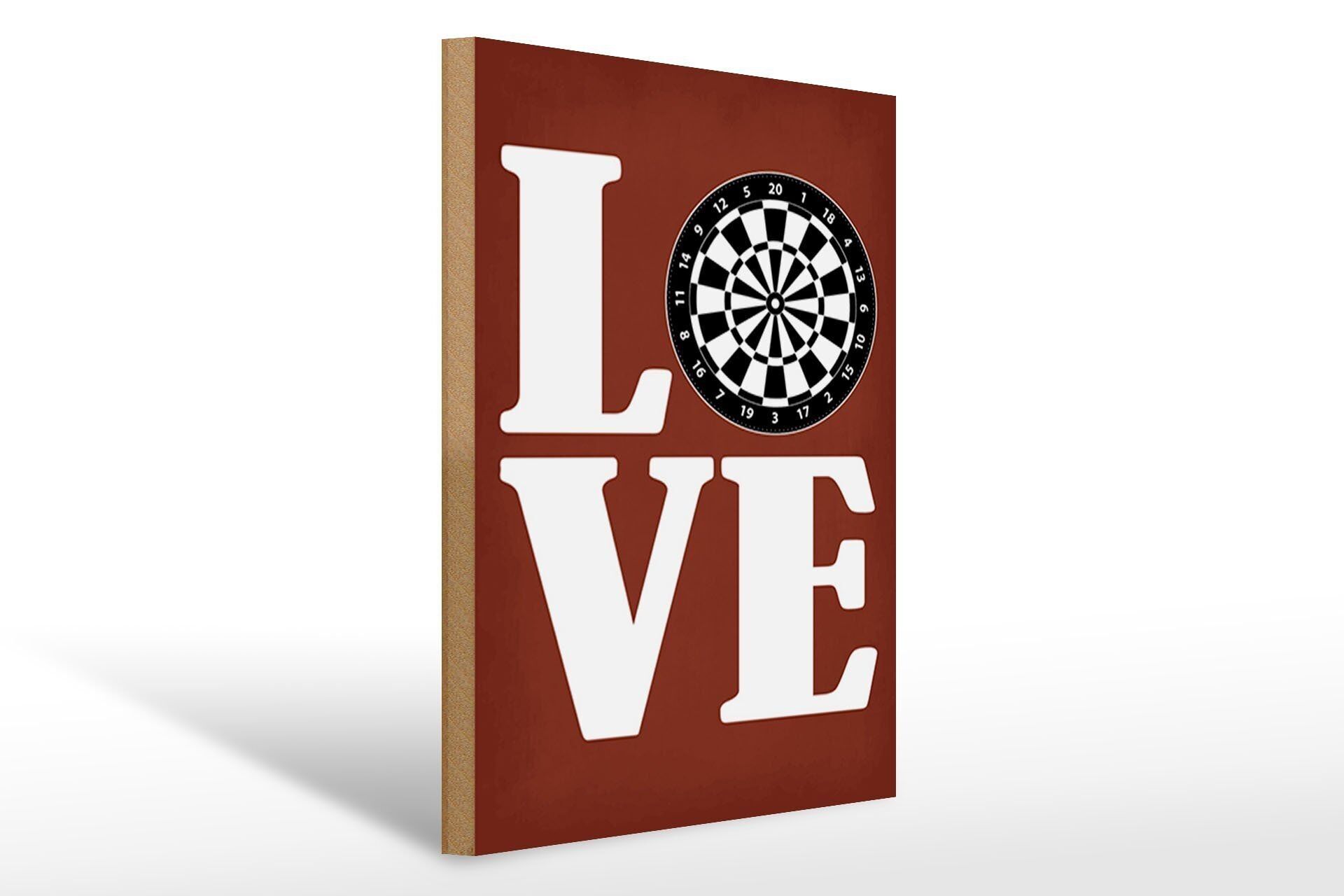 Cartello in legno con scritta Love Dart 30x40 cm. Cartello decorativo in legno