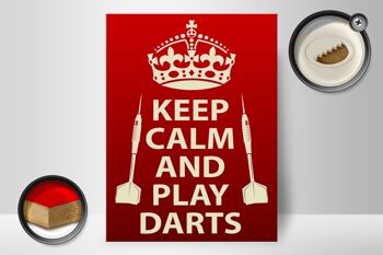 Panneau en bois disant 30x40cm, panneau décoratif Keep Calm and play Darts 2