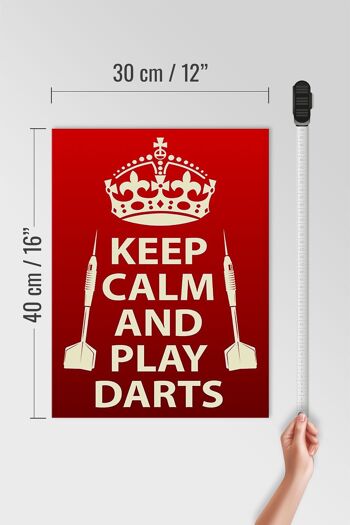 Panneau en bois disant 30x40cm, panneau décoratif Keep Calm and play Darts 4