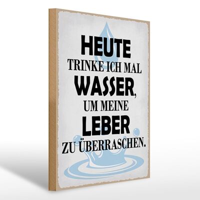 Holzschild Spruch 30x40cm heute trinke ich Wasser Leber Deko Schild