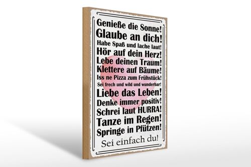 Holzschild Spruch 30x40cm genieße die Sonne sei einfach du Schild