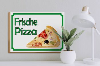 Panneau décoratif en bois pour vente de pizza fraîche, 40x30cm 3