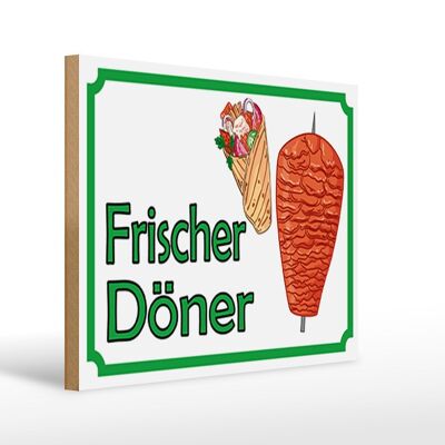 Holzschild Hinweis 40x30cm frischer Döner Restaurant Deko Schild