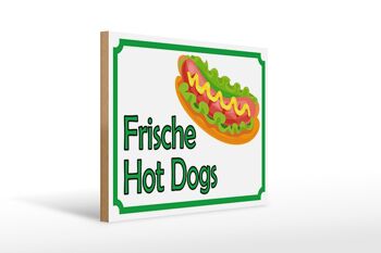 Panneau décoratif en bois pour restaurant de hot dogs frais, avis 40x30cm 1