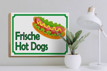 Panneau décoratif en bois pour restaurant de hot dogs frais, avis 40x30cm 3