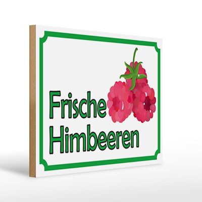 Holzschild Hinweis 40x30cm frische Himbeeren Hofladen Deko Schild