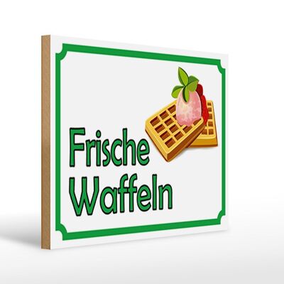 Holzschild Hinweis 40x30cm frische Waffeln Verkauf Holz Deko Schild