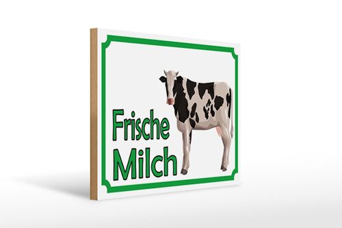 Holzschild Hinweis 40x30cm frische Milch Verkauf Kuh Deko Schild
