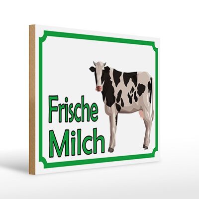 Holzschild Hinweis 40x30cm frische Milch Verkauf Kuh Deko Schild