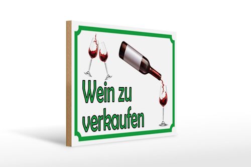 Holzschild Hinweis 40x30cm Wein zu verkaufen Deko Schild