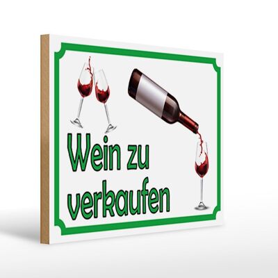 Holzschild Hinweis 40x30cm Wein zu verkaufen Deko Schild