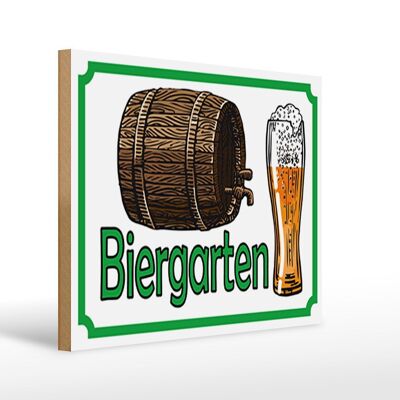 Holzschild Hinweis 40x30cm Biergarten Bier Brauerei Holz Deko Schild
