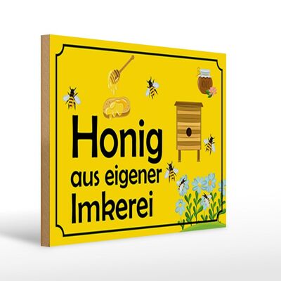 Wooden sign notice 40x30cm honey from our own beekeeping decorative sign