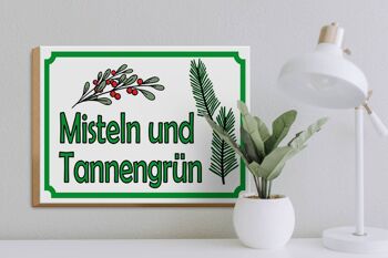 Panneau d'avis en bois 40x30cm, panneau décoratif de vente vert sapin de gui 3